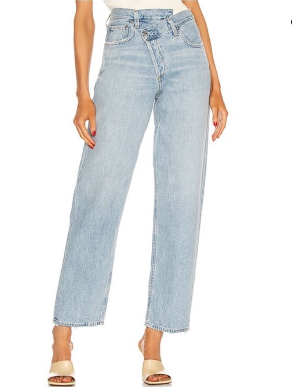 AGOLDE REVOLVE Criss Cross Upside Denim Jeans Size 26 Chic 90s Minimalist